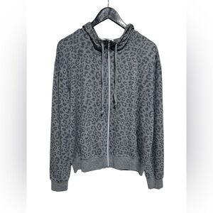 MeMoi Leopard Print French Terry Cloth Lounge Hoodie In Women’s Size XL